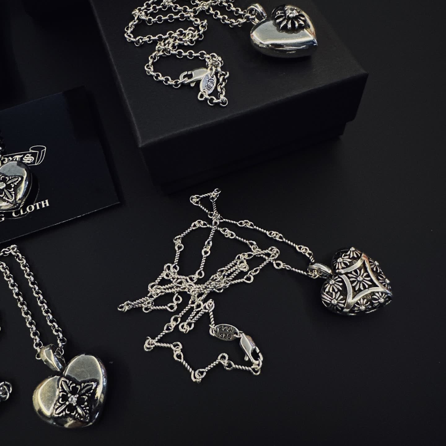 Chrome Hearts Silver Heart Locket Necklace